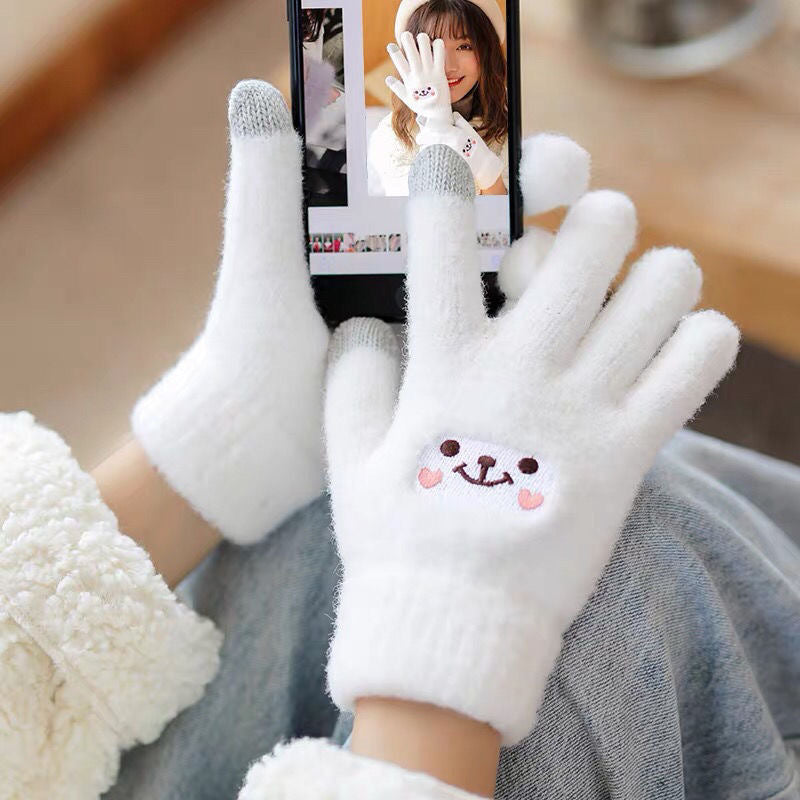 Cute Thickening Smiley Touch Screen Korean Gloves