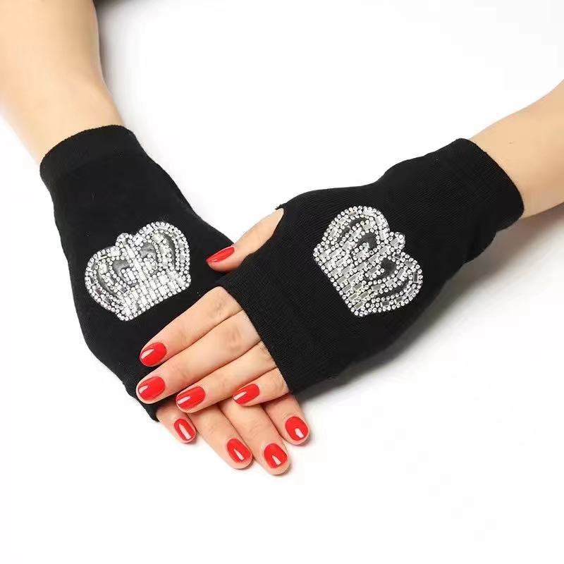 Women's & Men's Sailor Dance Open Finger Rivet Knitting Gloves