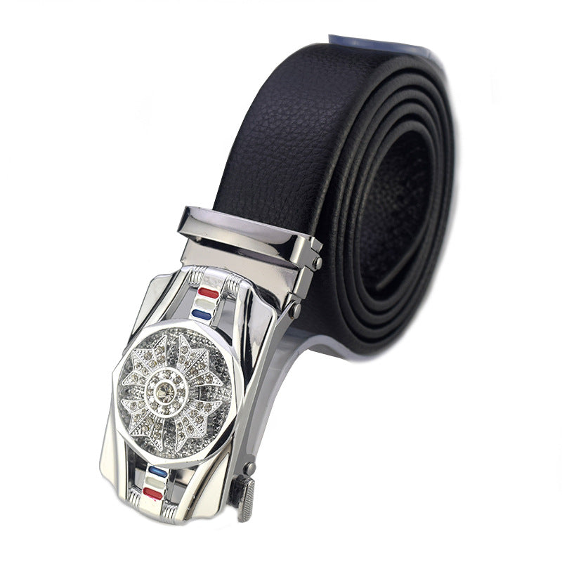 Men's On Leather Sports Car Good Luck Comes Automatic Belts