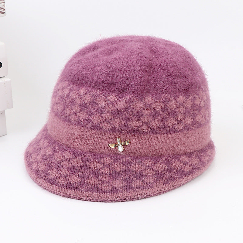 Women's Fleece-lined Small Bucket Mother-in-law Aunt Knitted Hats & Caps