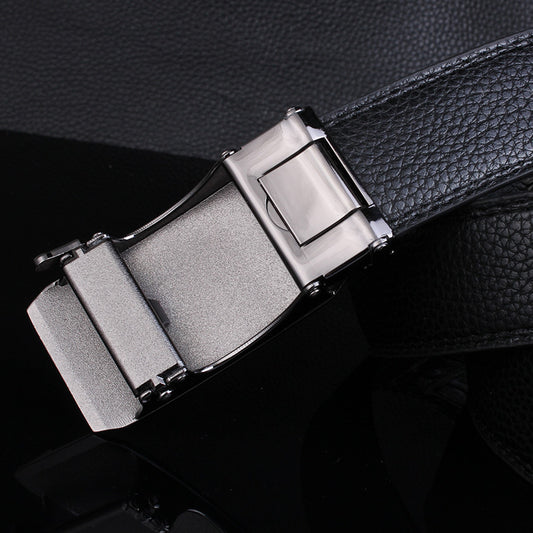 Men's Pattern Cowhide Leather Comfort Click Waist Belts