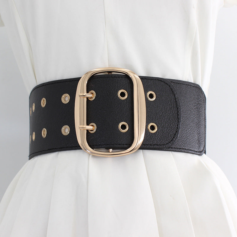 Women's Wide Retro Fashion Overcoat Tight Waist Belts