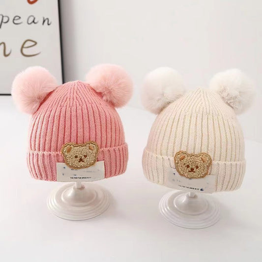 Women's & Men's Ball Windproof Warm Wool Cartoon Bear Cloth Kids' Headwear