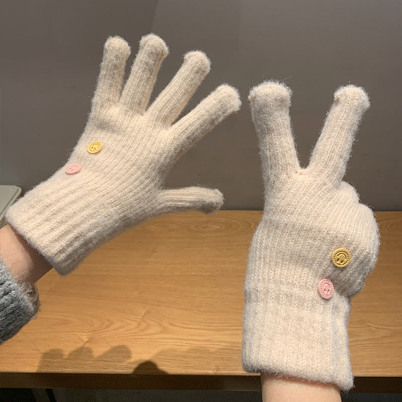 Women's Color Knitted For Winter Riding Cute Gloves