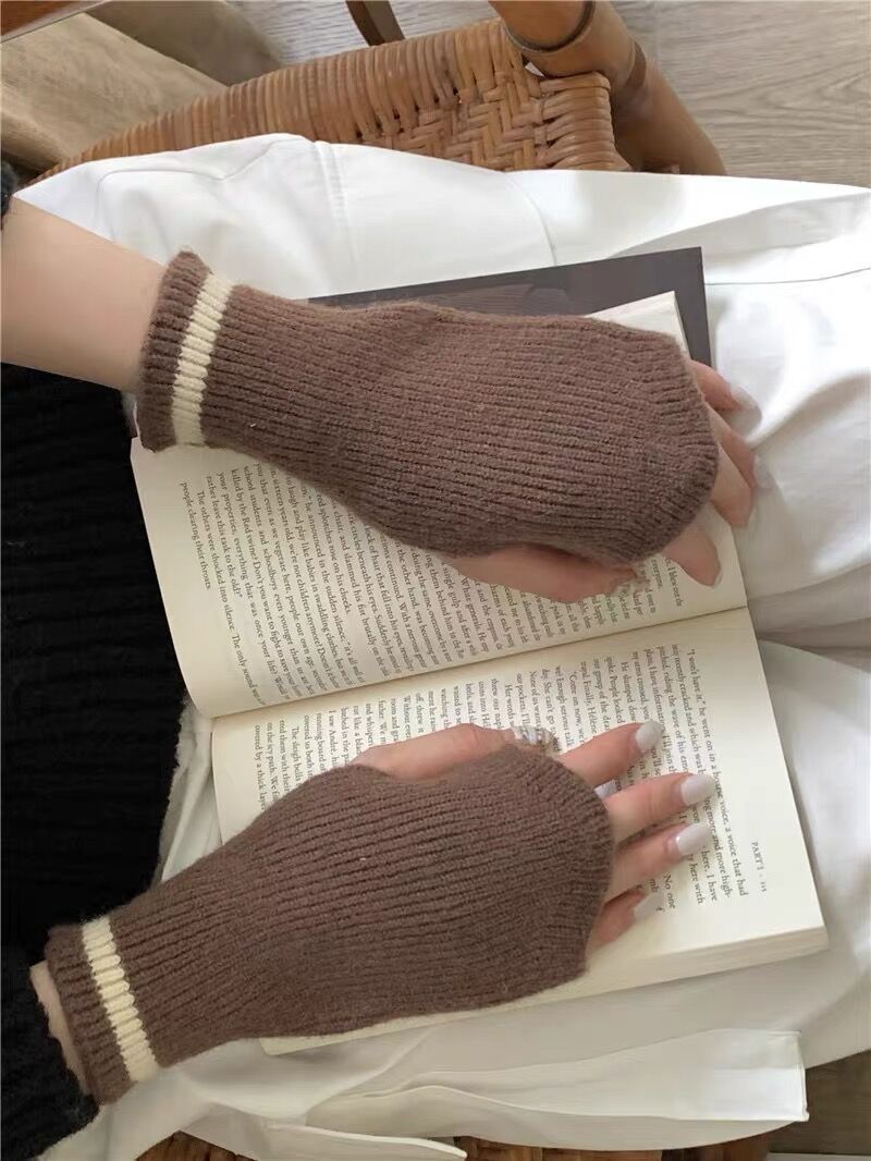 Women's Thickened Half Finger Wool Knitted Fingerless Gloves