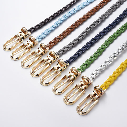 Women's Korean Fashion Knotted Decorative Woven Candy Color Belts