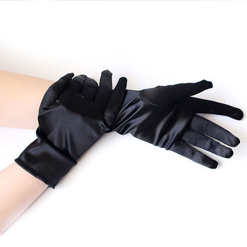 Women's Short Satin Dance Performance Show Nylon Gloves