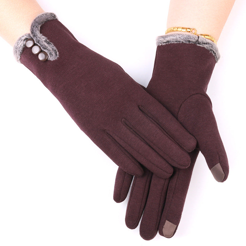 Women's Fleece-lined Warm Veet Riding Winter Snow Gloves