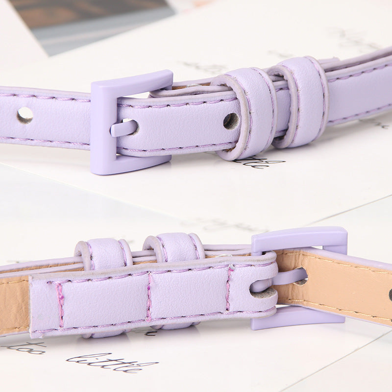 Women's Leather High-grade Candy Color Thin Decorative Belts