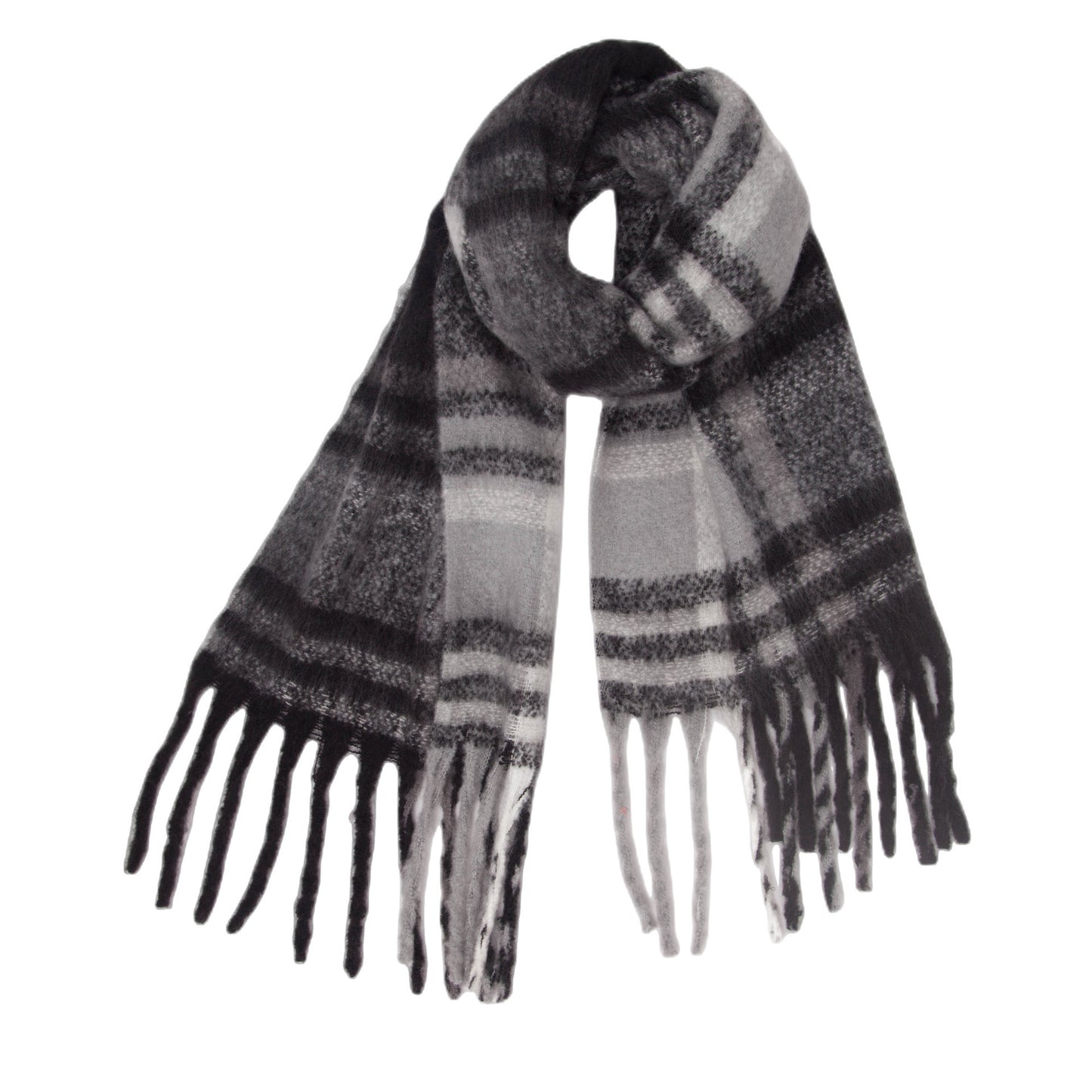 Women's Round Yarn Thickened Thick Tassel Plaid Scarfs