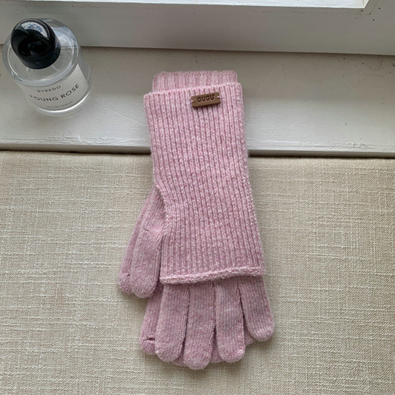 Women's Knitting Wool Split Finger Riding Tide Gloves