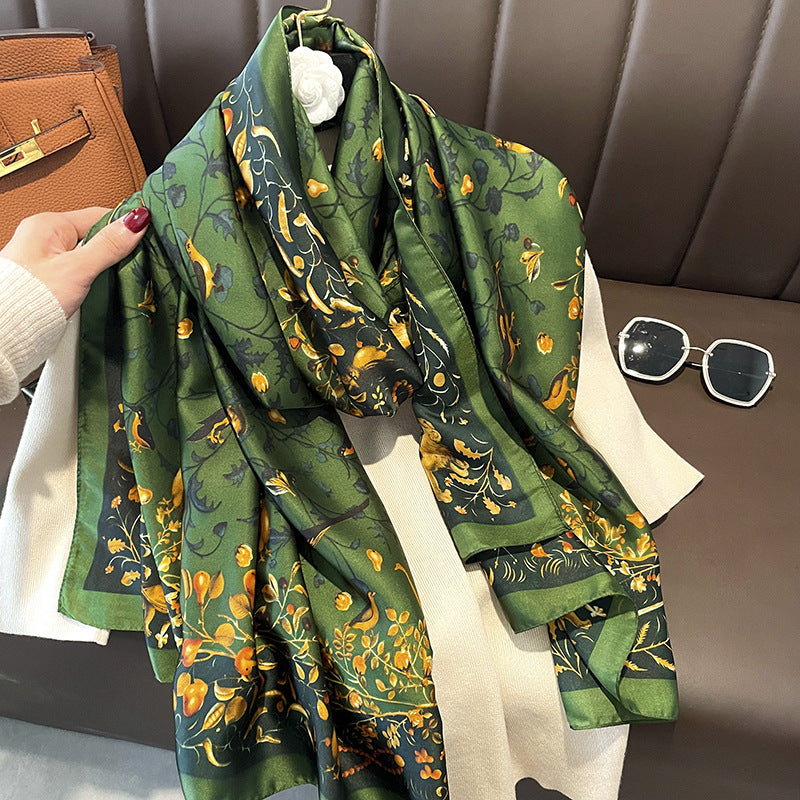 Women's Silk Outer Wear Artificial Fashion Flower Scarfs