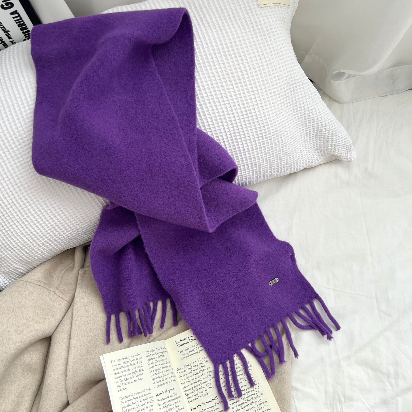 Color Wool Metal Label Soft Glutinous Scarfs