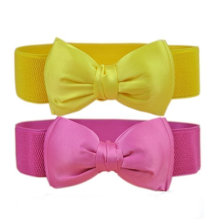 Women's Fashion Fabric Bow Waist Seal Width Belts