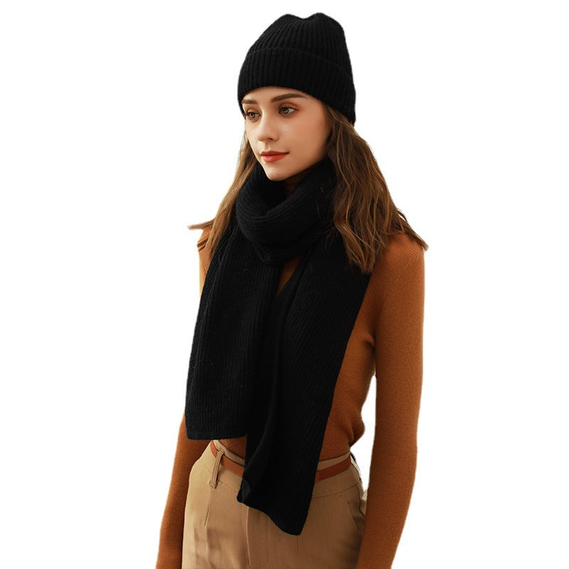 Women's Rib Knitted Winter Cashmere Warm Wool Scarfs