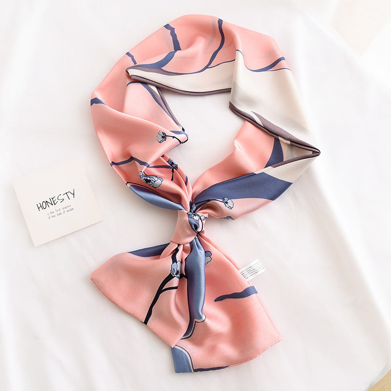 Women's Narrow Strip Small Silk Western Style Fashion Scarfs