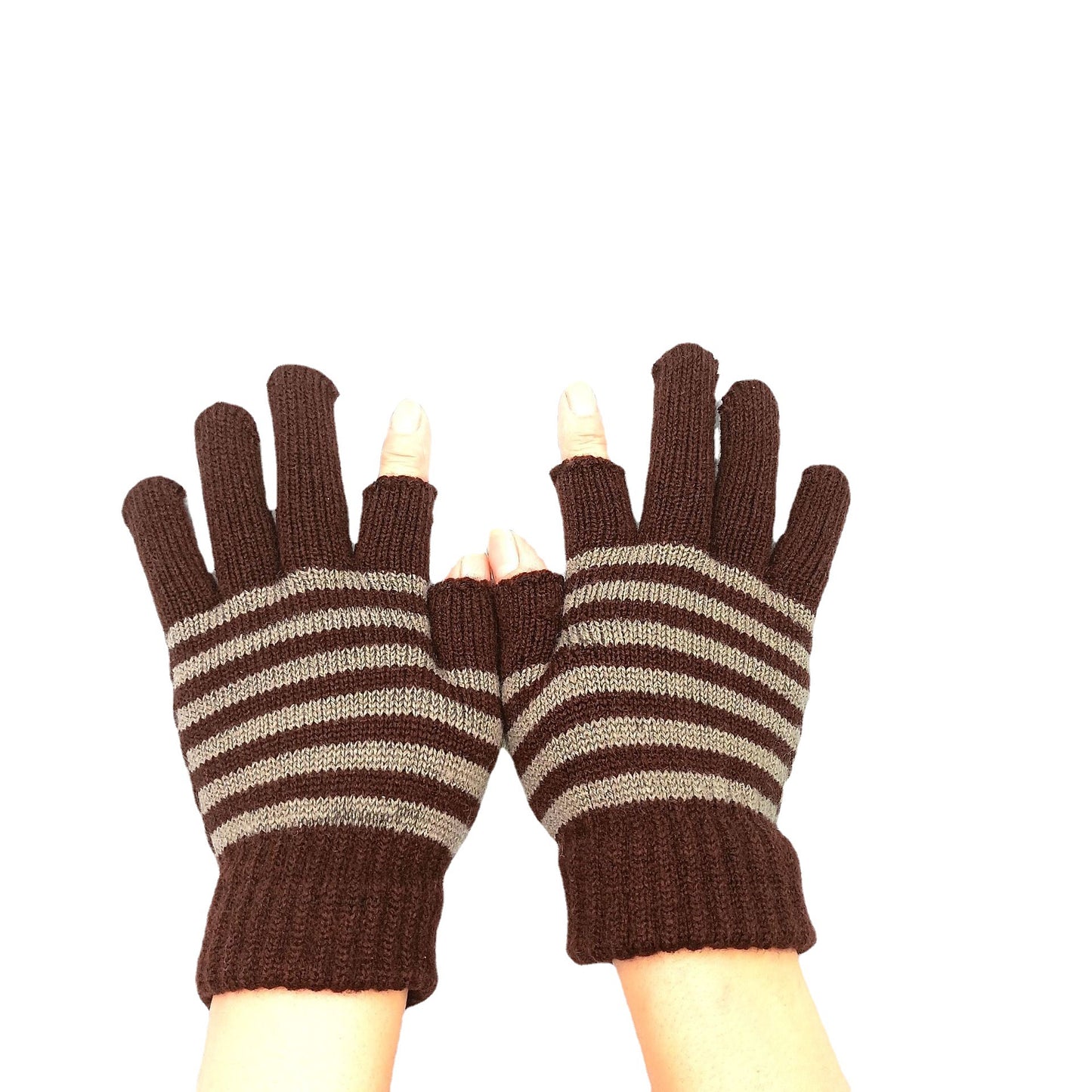 Women's & Men's Fingers Touch Screen Striped Knitted Knitting Gloves