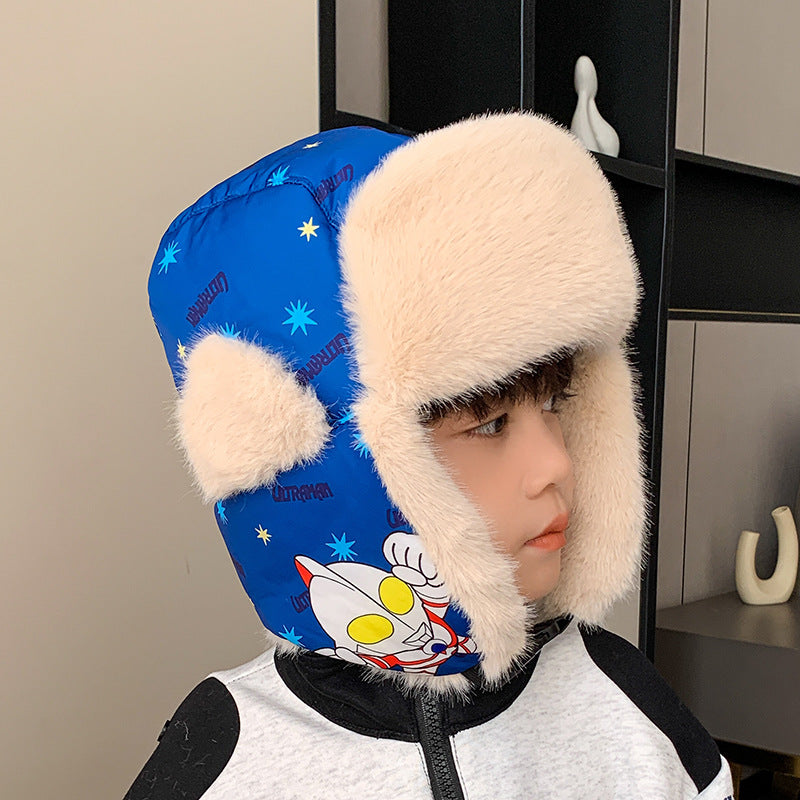 Women's & Men's Hat Cartoon Keep Warm Fleece-lined Windproof Kids' Headwear