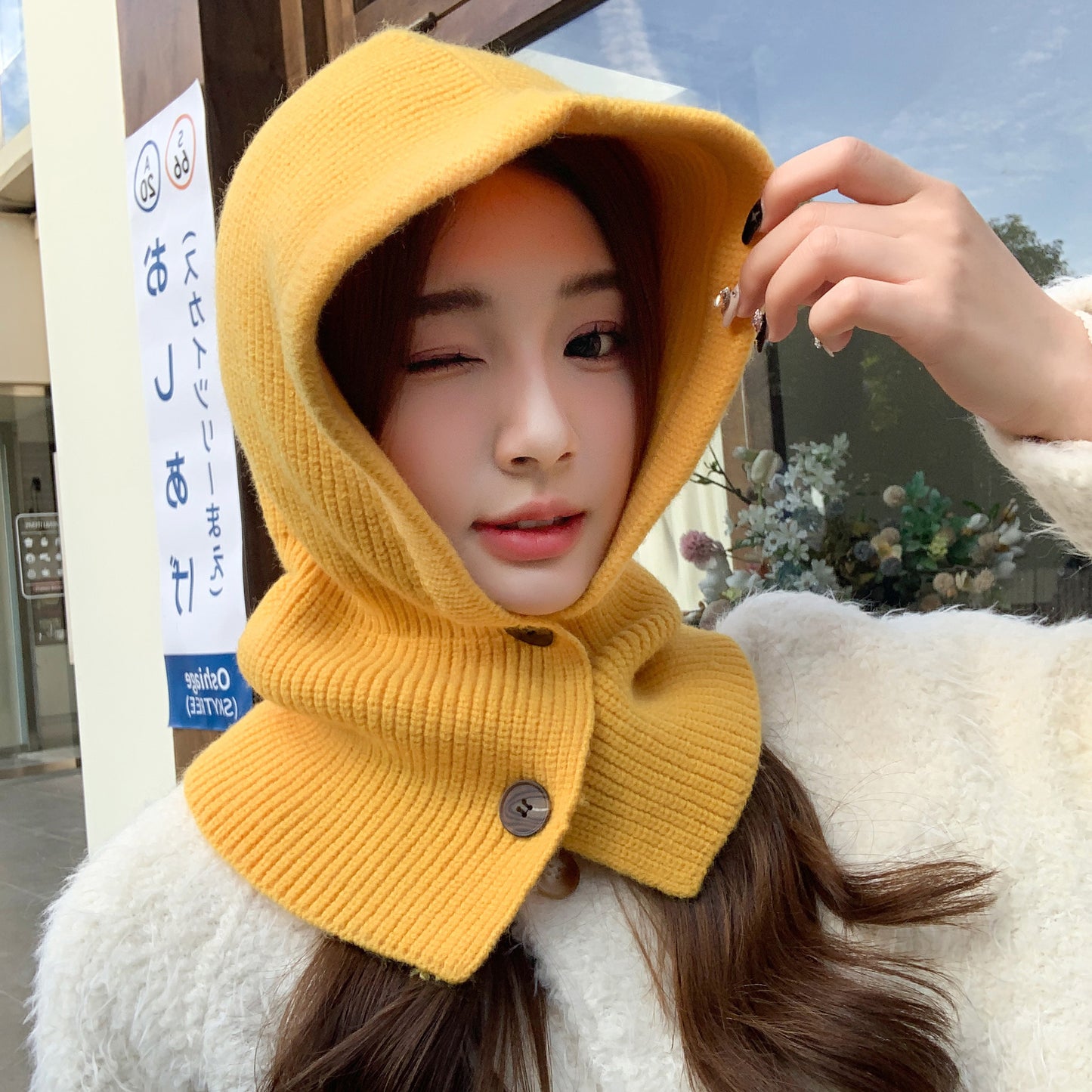 Women's Fashion Korean Balaclava Ear Protection Integrated Hats & Caps