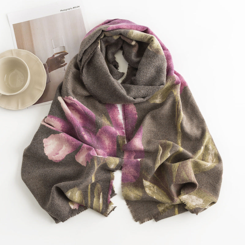 Women's New Creative Printed Shawl Warm Scarfs