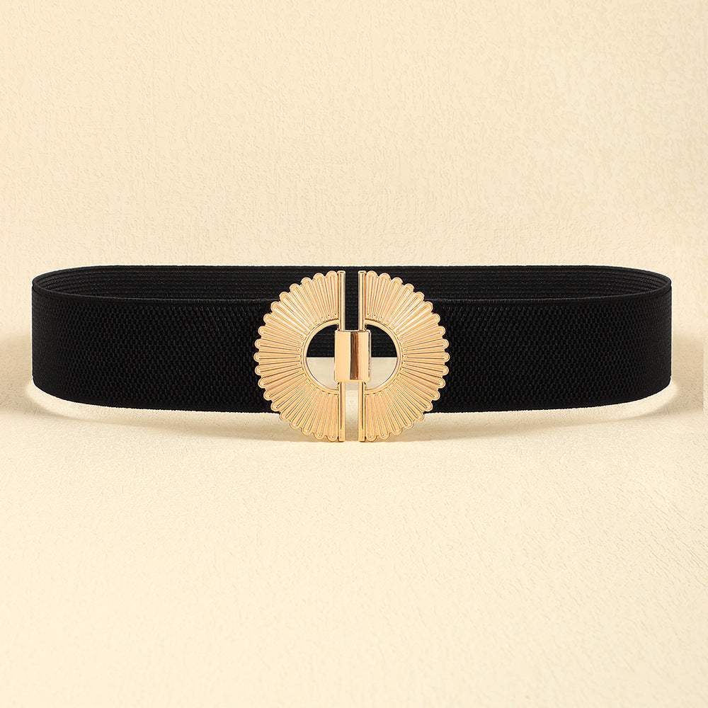 Women's Seal Personality Alloy Buckle Grass Beige Belts