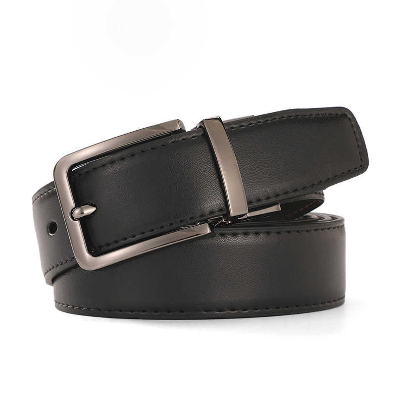 Men's Rotating Buckle Cowhide Pin Casual Double-sided Belts