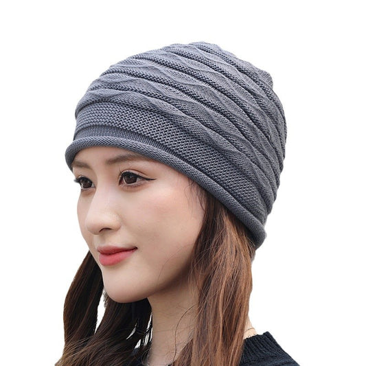 Women's Pleated Curling Sleeve Knitted Hat Pile Hats & Caps