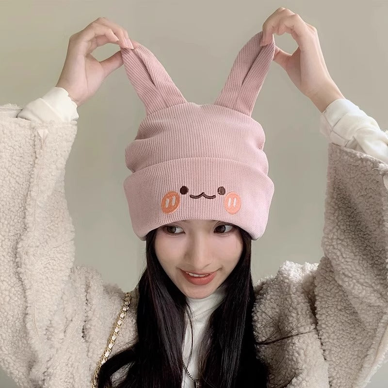 Women's Heap Korean Cute Rabbit Ears Thin Thermal Hats & Caps