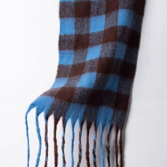 Women's Z Yu Mohair Plaid Brushed Thick Scarfs