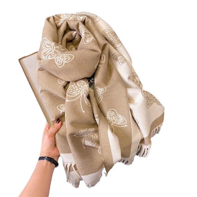 Women's Thickened Jacquard Winter Office Talma Outer Scarfs