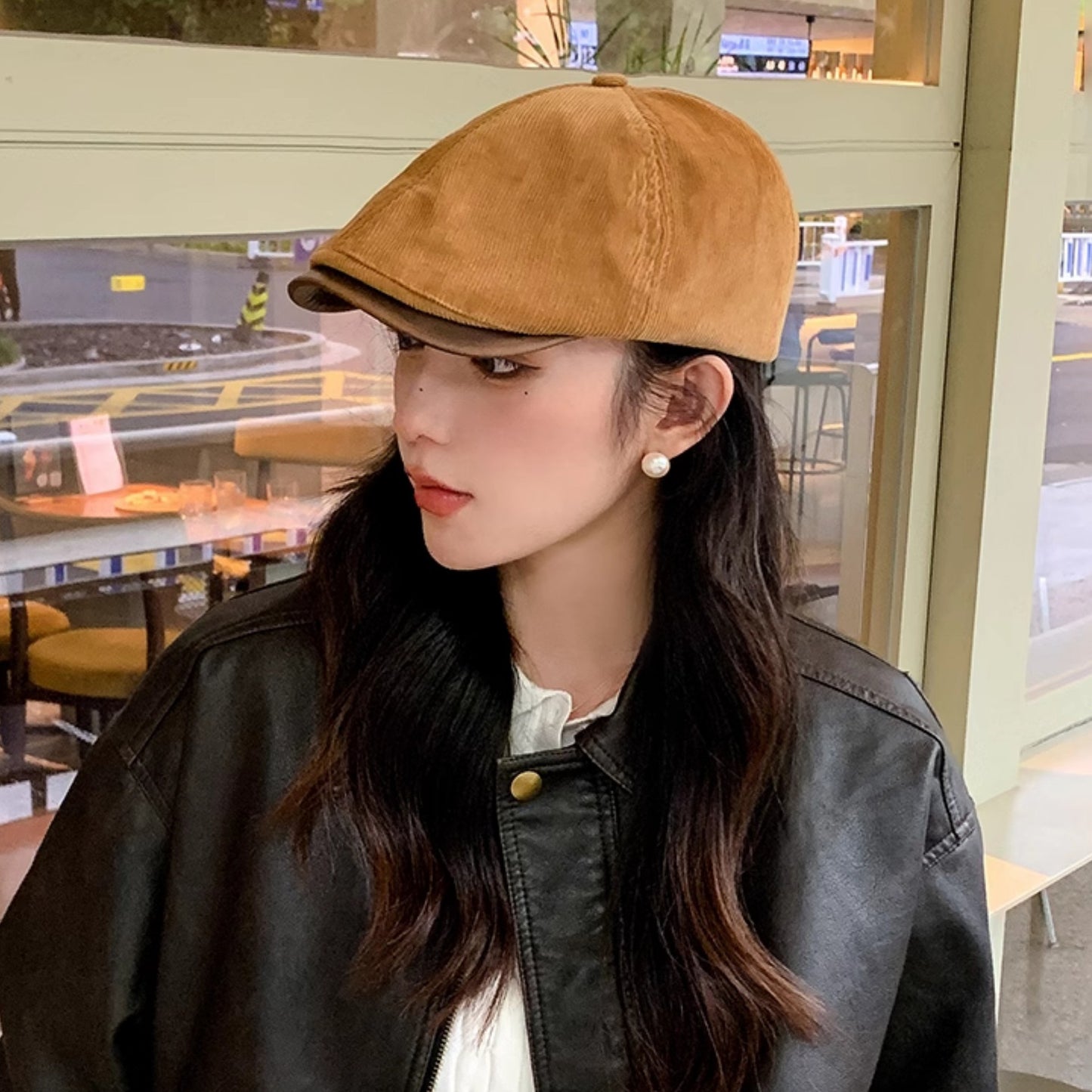 Women's Short Leather Brim Advance Outdoor Travel Small Hats & Caps