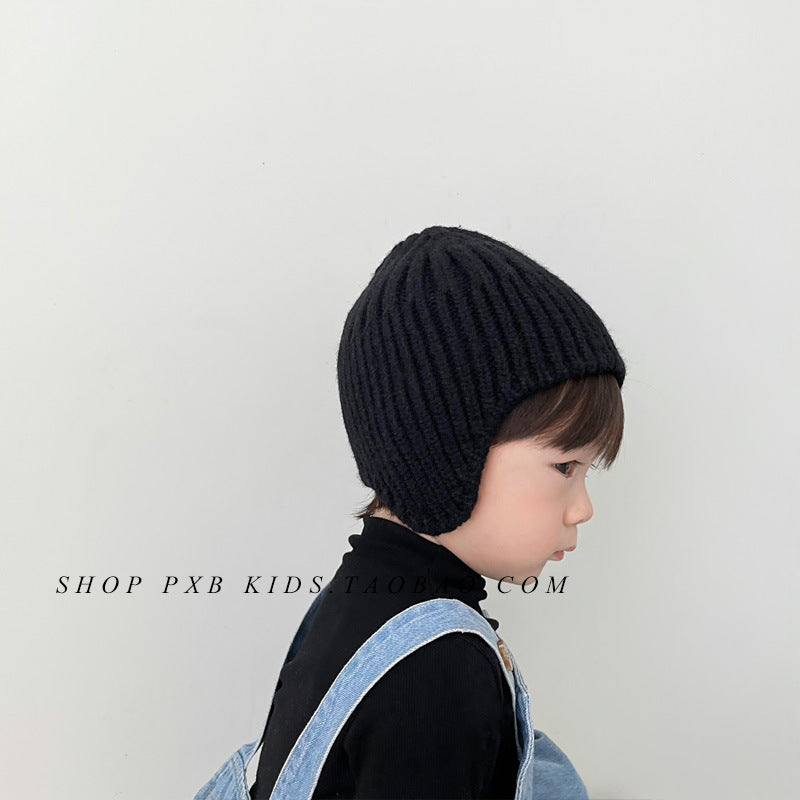 Woolen Boys Letters Sewed Label Earflaps Kids' Headwear