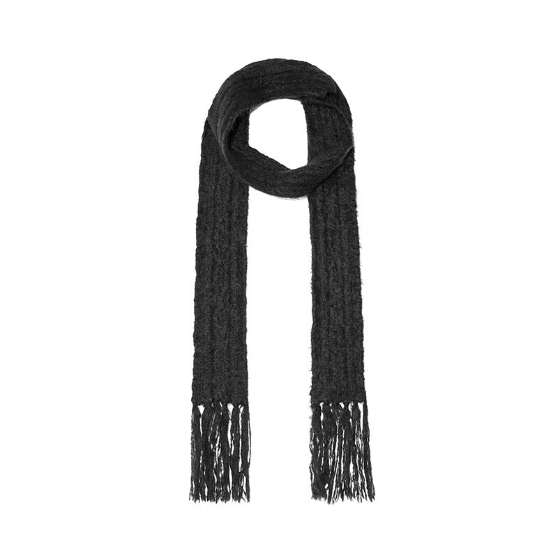 Women's Model Wool Solid Color Twist Knitted Style Scarfs