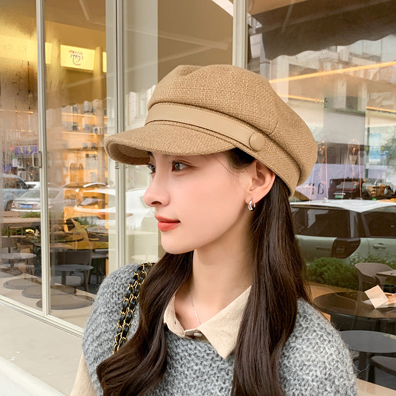 Women's Short Leather Brim Advance Outdoor Travel Small Hats & Caps