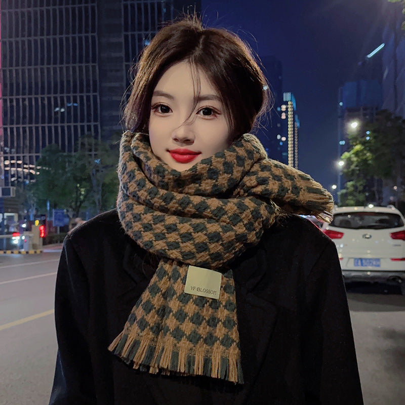 Women's Winter High-grade Plaid Korean Warm Versatile Scarfs