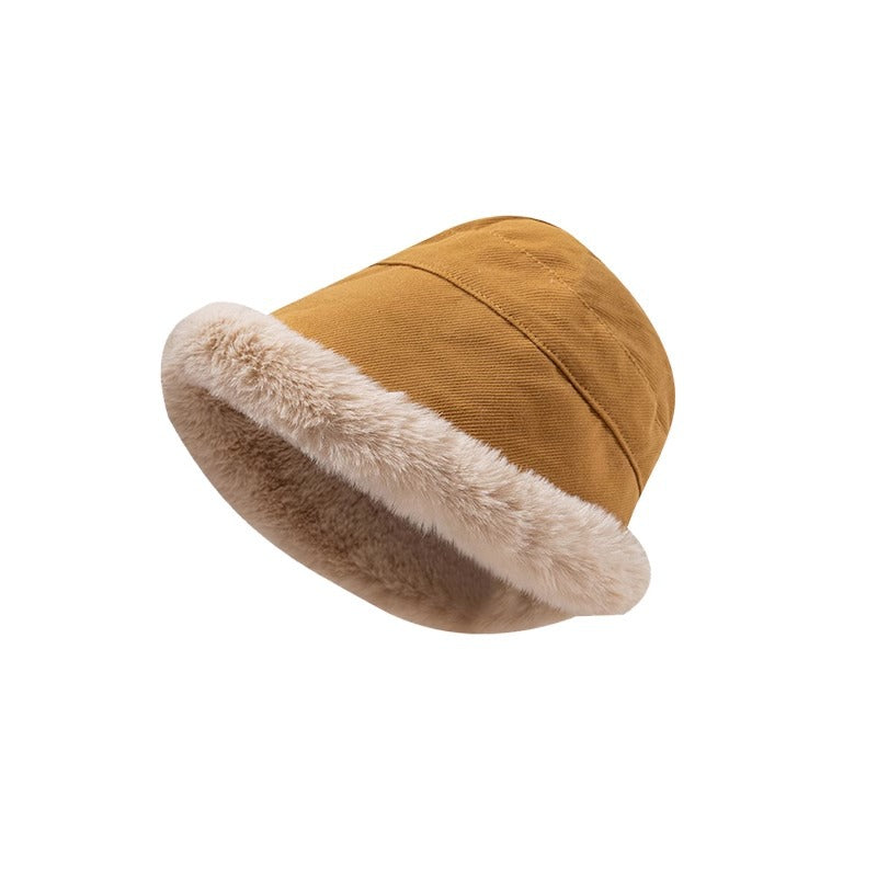 Women's Plush Fisherman Hat Winter Thickened Fur Warm Mongolian Face Hats & Caps