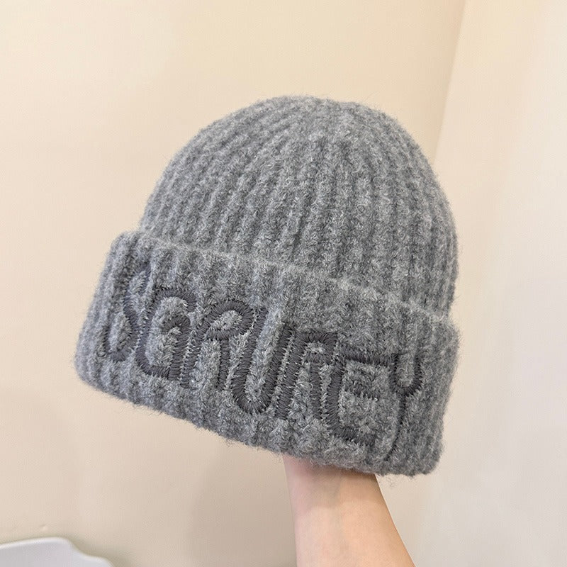 Embroidery Woolen Small Knitted Hat Pullover Keep Hats & Caps