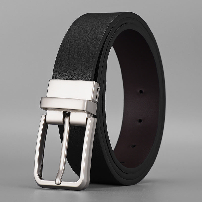 Men's Black Coffee Double Ribbon Body Leather Belts