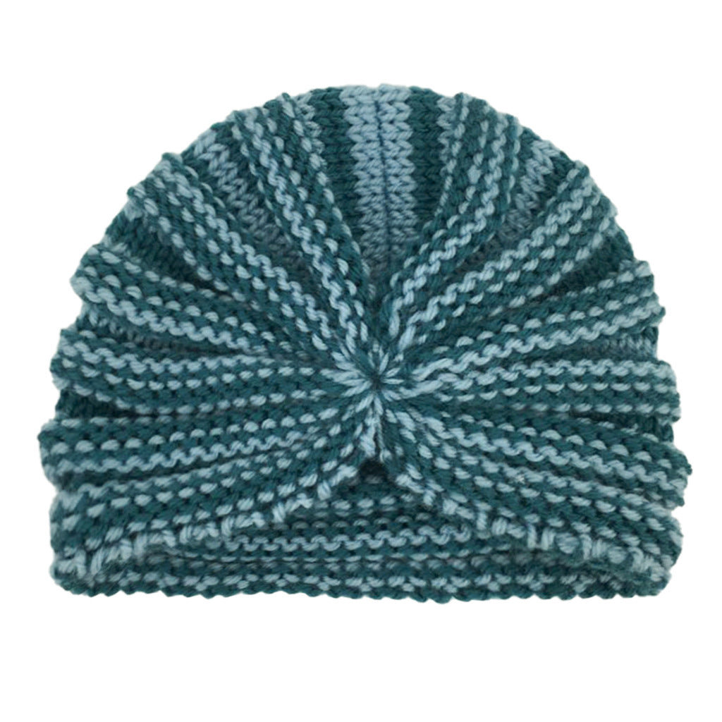 Children's Warm Knitted Hat Striped Wool Knotted Kids' Headwear