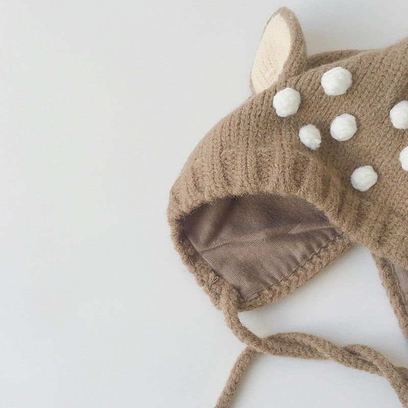 Hat Cute Deer Earmuffs Knitted Woolen Kids' Headwear