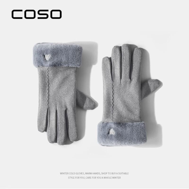 Women's Cold Protection Cotton Polar Fleece Touch Gloves