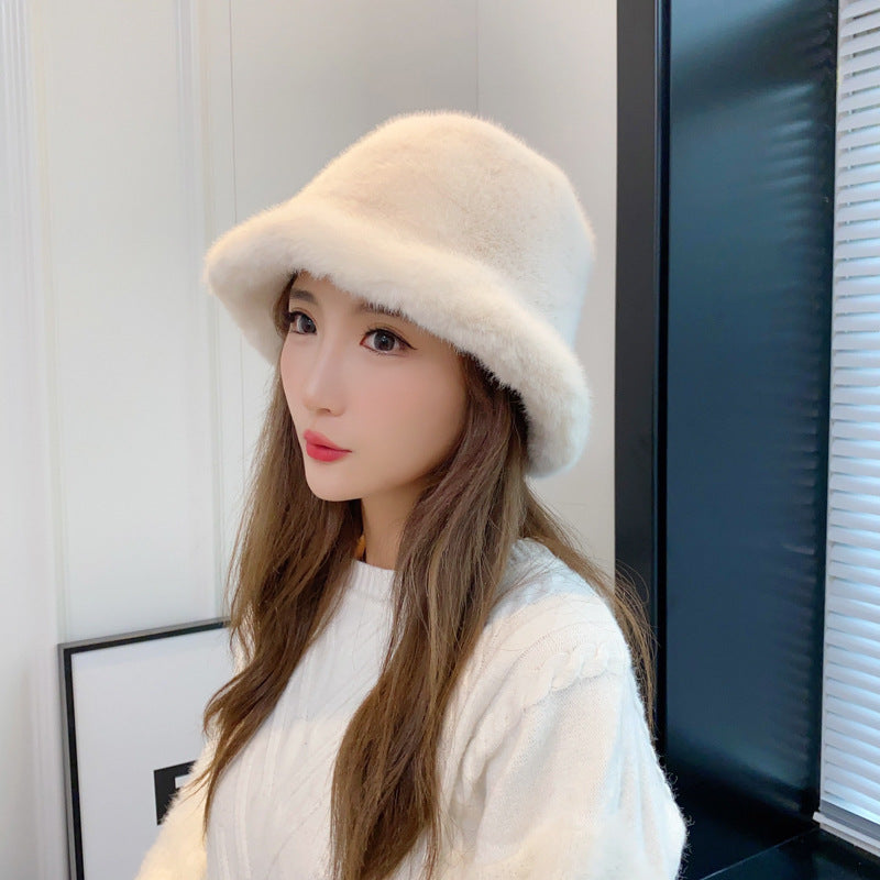 Women's Bucket Hat Plush Fashion Warm Fur Hats & Caps