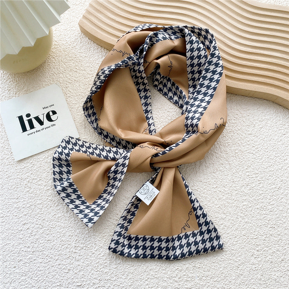 Women's Long Versatile Thin Decorative Ribbon Double-sided Scarfs