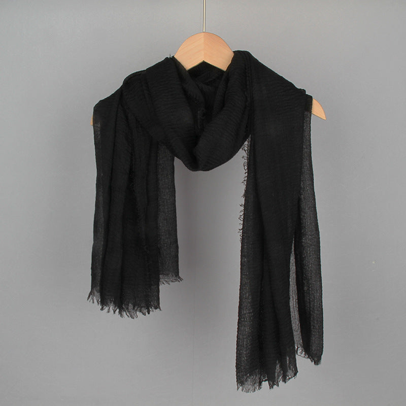 Women's Solid Color Cotton Linen Hair Towel Monochrome Scarfs