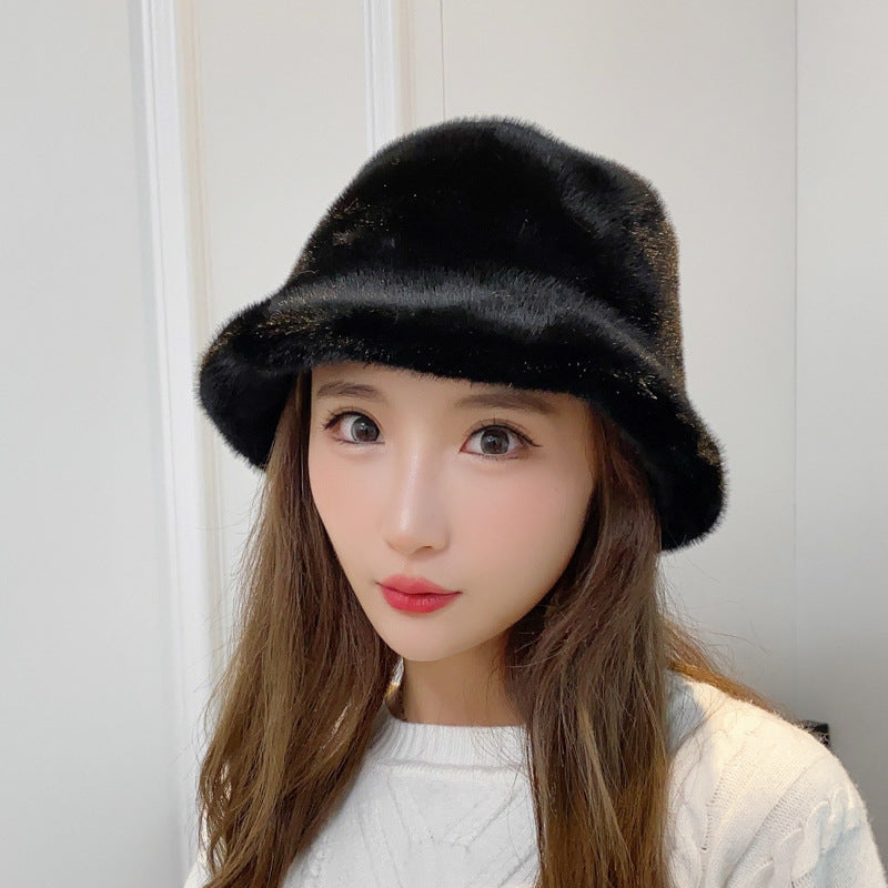 Women's Bucket Hat Plush Fashion Warm Fur Hats & Caps