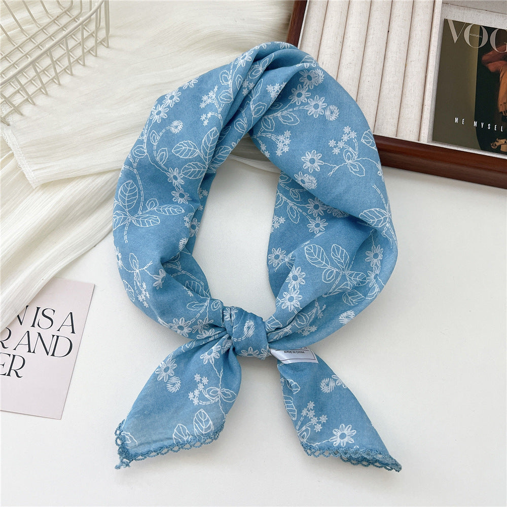 Women's Korean Style Small Square Towel Silk For Soft Scarfs