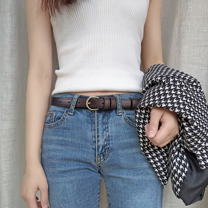 Women's Jeans Pant Summer Versatile Thin Vintage Belts