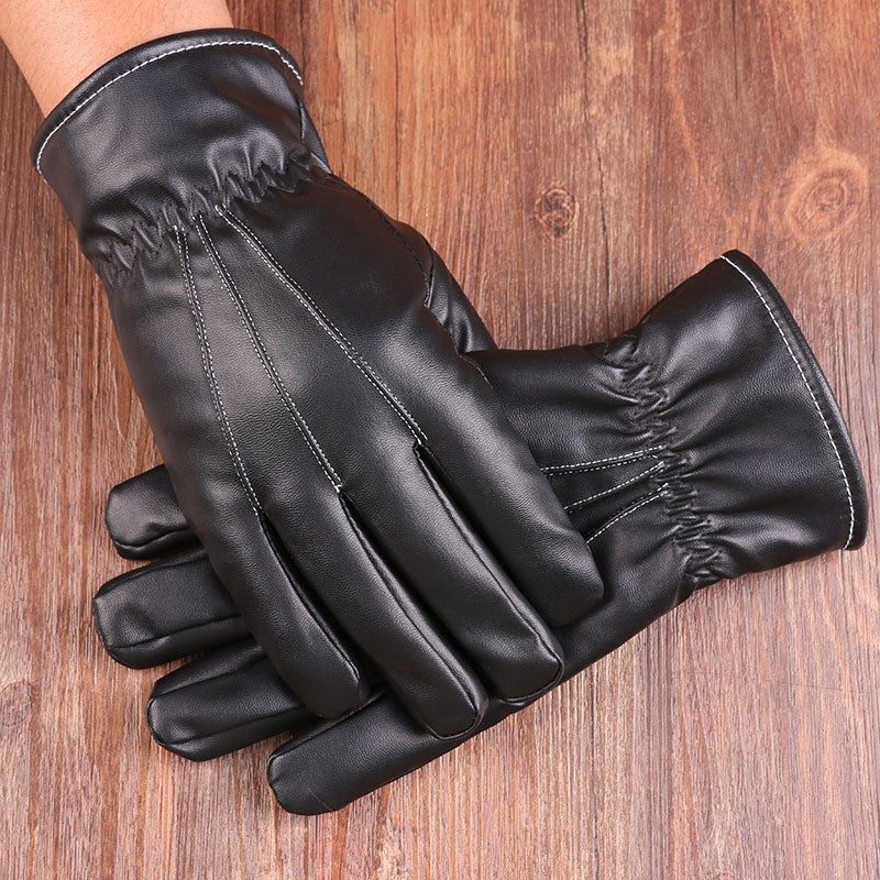 Women's & Men's Leather Touch Screen Fleece-lined Thickened Cold Protection Gloves