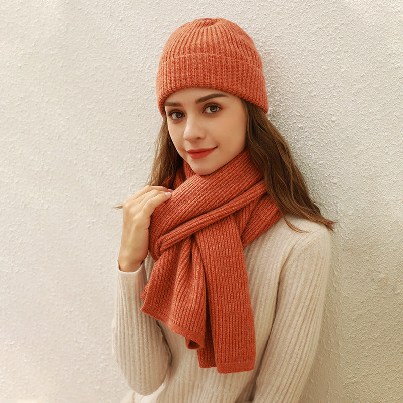 Women's Rib Knitted Winter Cashmere Warm Wool Scarfs