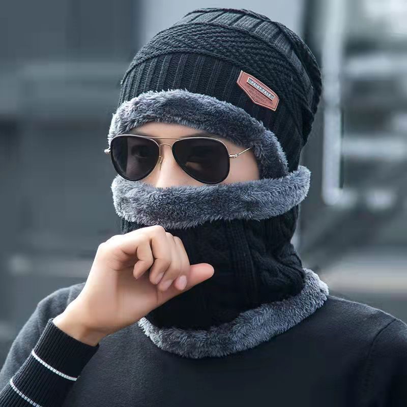 Men's Set Cold Protection Hat Earmuffs Knitted Hats & Caps